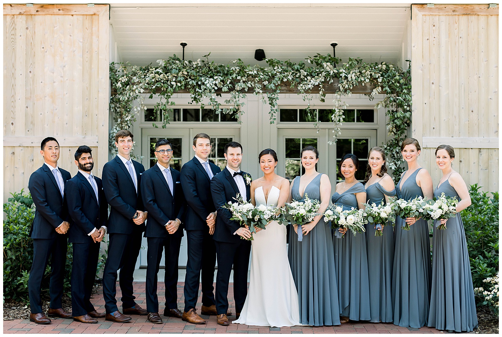 wedding party at barn of chapel hill